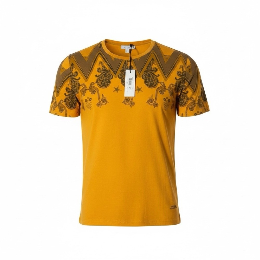 Versace‎ Men's T-Shirt 100% Cotton Yellow Graphic Print Size M